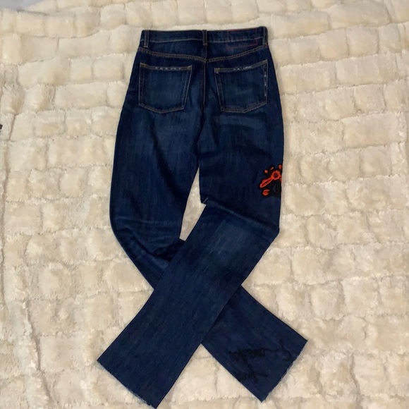 ZARA NWT embroidered jeans raw hem size 0 - Picture 12 of 14